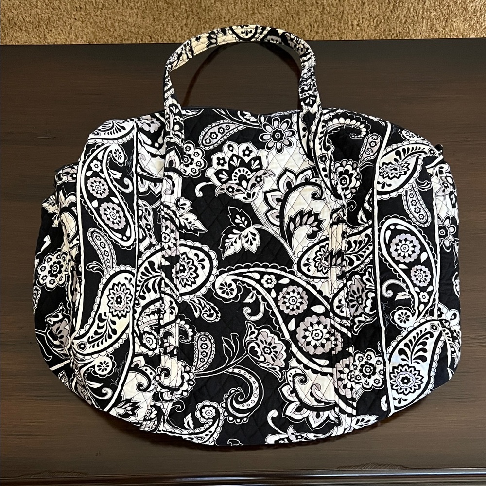 Vera Bradley Large Original Duffel Bag Black and White Bandana Paisley
